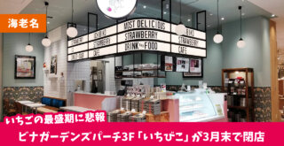 ビナガーデンズパーチ　いちびこ　いちご　ケーキ　スイーツ　閉店　海老名